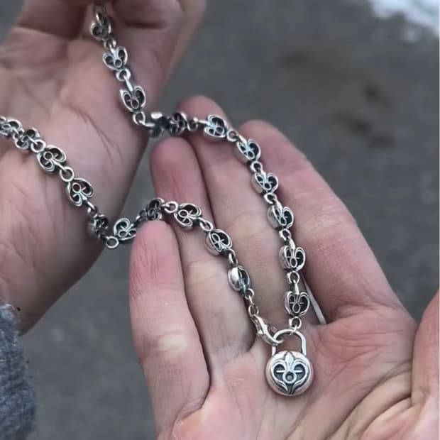 하디후더 로고 체인 초커 45cm 실버925