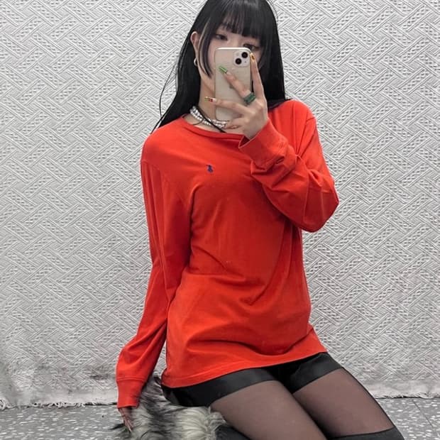 폴로 랄프로렌 Y2K 레트로 빈티지 오렌지 롱슬리브 XL C09521