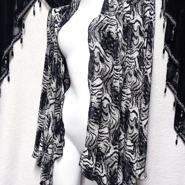 오네갸루 고스펑크 지브라 호피 레오파드 패턴 글리터 로브 가디건 오리엔탈