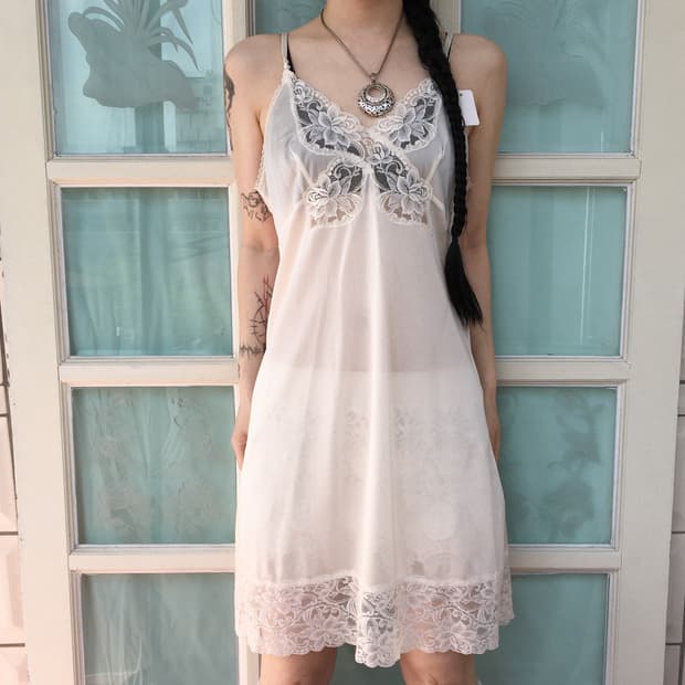 Lace point slip onepiece