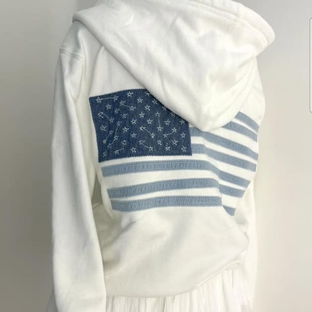 (판매) gap 갭 데님 성조기 후드집업 후드티