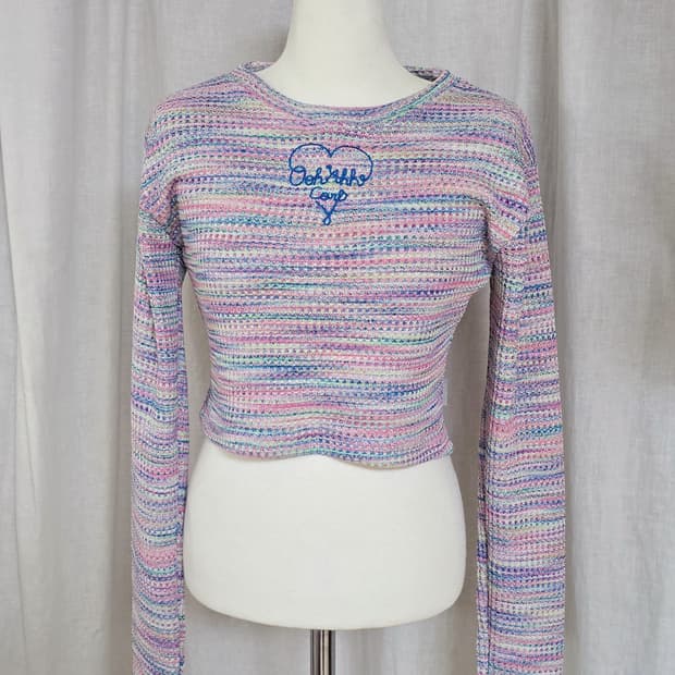 새상품)OOH-AHH (우아) 비비드 와플 크롭 긴팔티