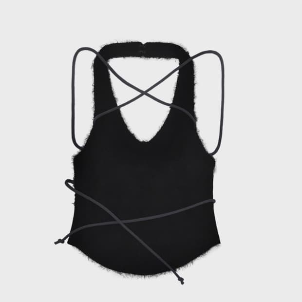 오호스 사이드 포켓 홀터 니트 / 블랙