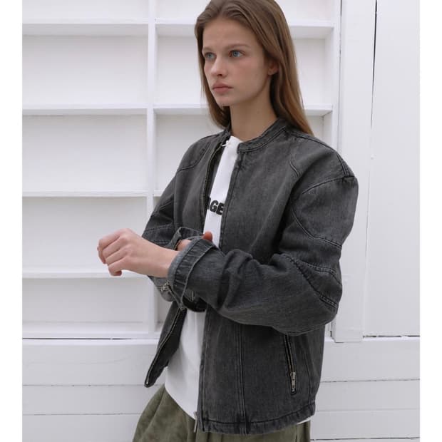 RHEME 리임 페이디드 데님 레이서 자켓