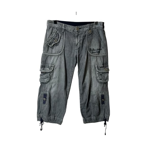 [FUBU] 후부 Y2K 멀티포켓 워싱 데님 하프팬츠