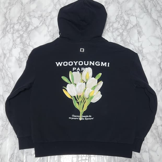 우영미 22ss 플라워 빅로고 후드티 46사이즈