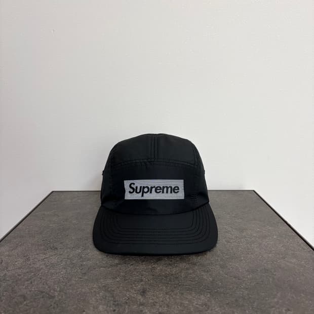(OS) 슈프림 박스로고 캠프캡 모자 22FW 리플렉티브 자카드 블랙