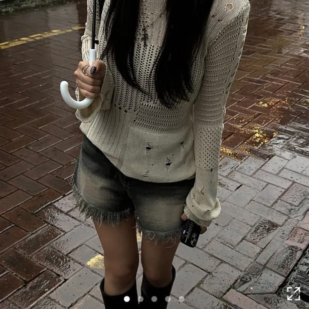 에이블리 데미지 그물 니트