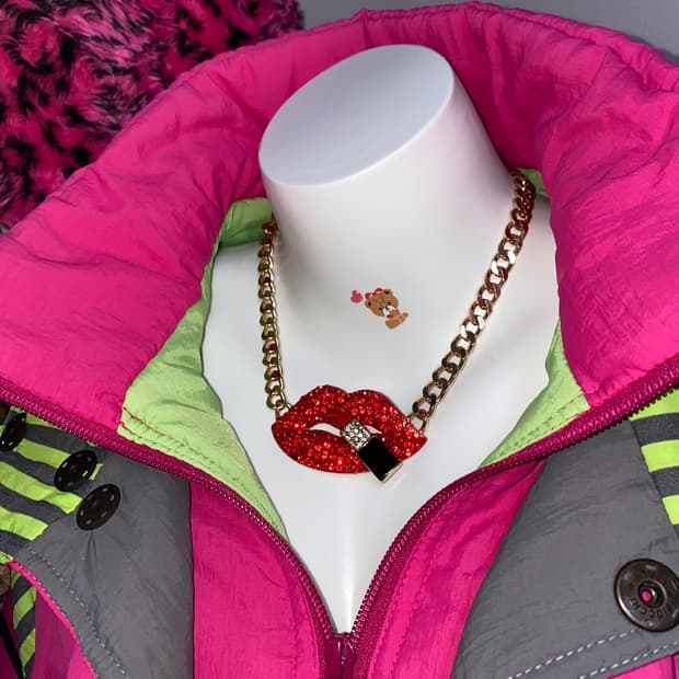 빈티지 입술 립스틱 체인 목걸이 y2k 갸루 키치 