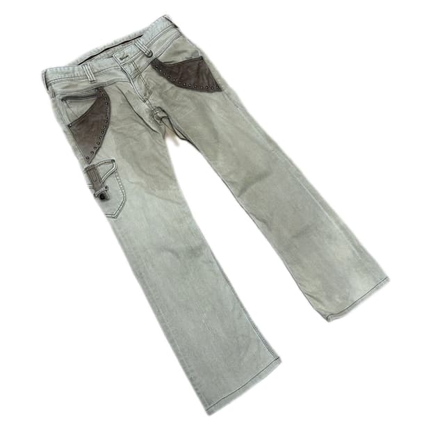 니콜 클럽 포맨 베이지 웨스터 카우보이 데님팬츠