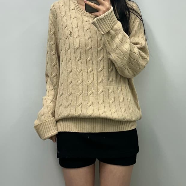 폴로 랄프로렌 신형 베이지 꽈배기 니트