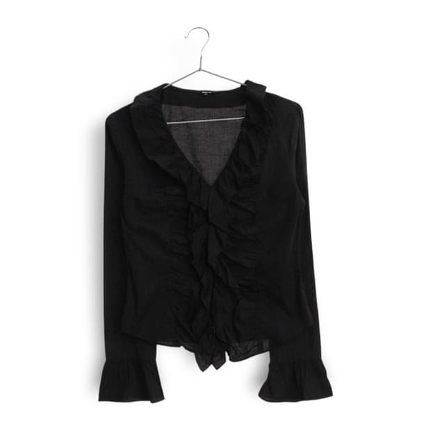 Comme ca ism 꼼사이즘 검정색 프릴 빈티지 블라우스