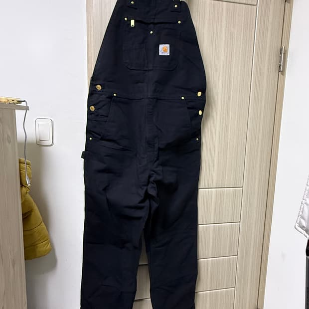 칼하트 덕 빕 남성 오버롤 멜빵 바지 36x32 블랙