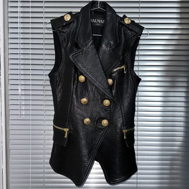 (레어) 2010 아카이브 발망 가죽 나폴레옹 버튼 베스트