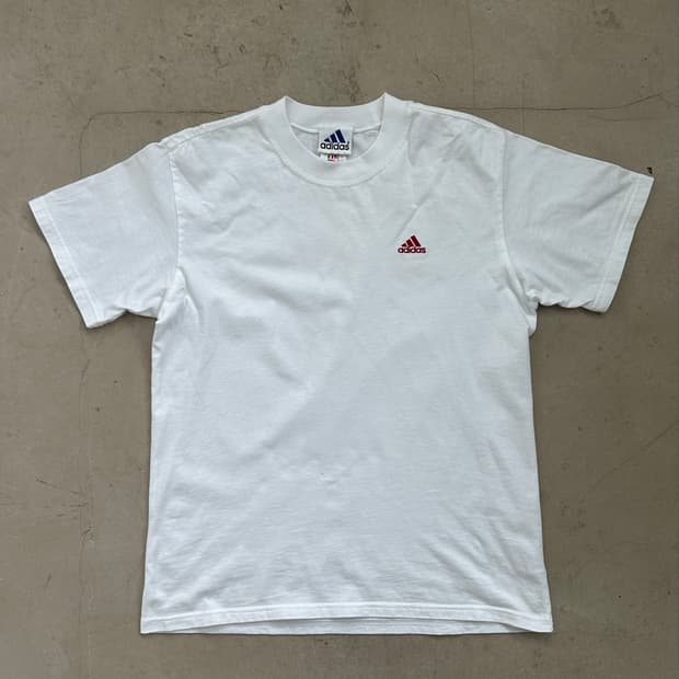 빈티지 아디다스 로고자수 티셔츠 M White