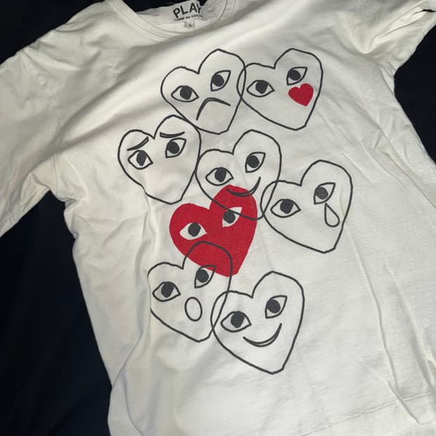 꼼데가르송 플레이 프린팅 반팔티