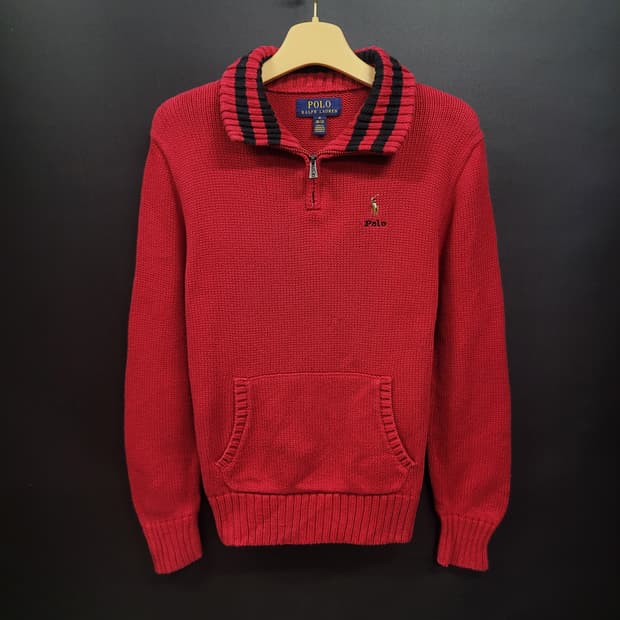 Ralph Lauren 자수로고 하프집업 니트