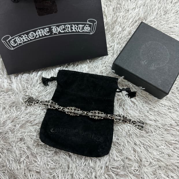 [4 Link] 백화점판 정품 크롬하츠 플로랄 크로스 링크 팔찌