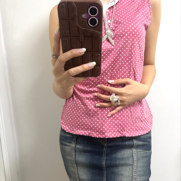 vintage pink dot sleeveless 