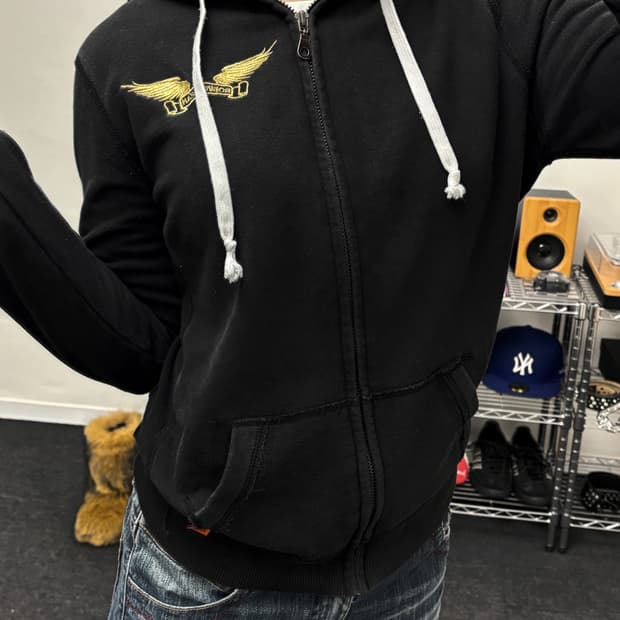 로빈스진 골드윙 블랙 후드집업