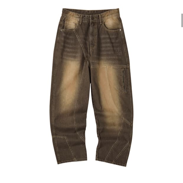 [트래블] 절개 워싱 데님 팬츠 샌드 브라운