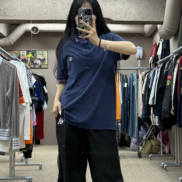 스톤 아일랜드 오가닉 코튼 피케 슬림핏 폴로 셔츠 S188