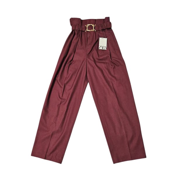 자라 벨티드 투턱 세미와이드 슬랙스 S 새상품