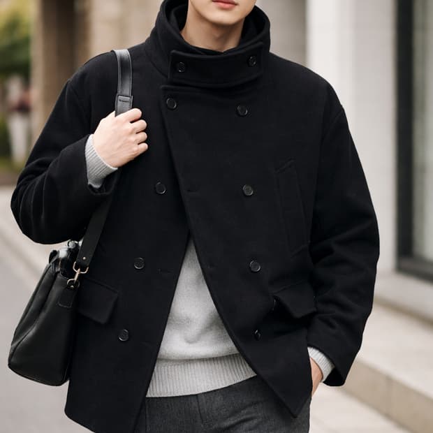 파르티멘토(PARTIMENTO) 헤비 더블 브레스티드 피코트