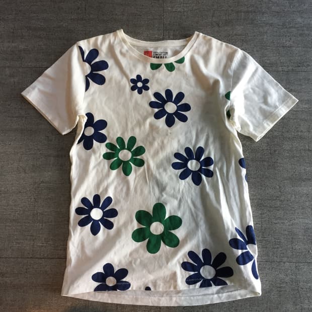 일본 Ceneral 핀터깔y2k 하구미모리걸 아방가르드 플라워 반팔티셔츠