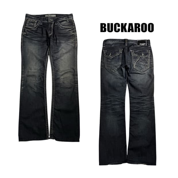 버커루 새깅 와이드 워싱 디테일 데님팬츠