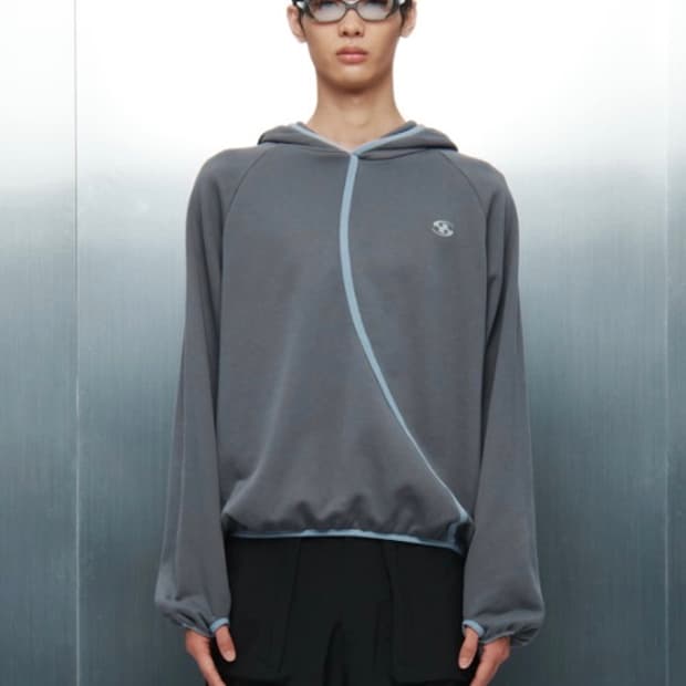산산기어 taped hoodie ash charcoal