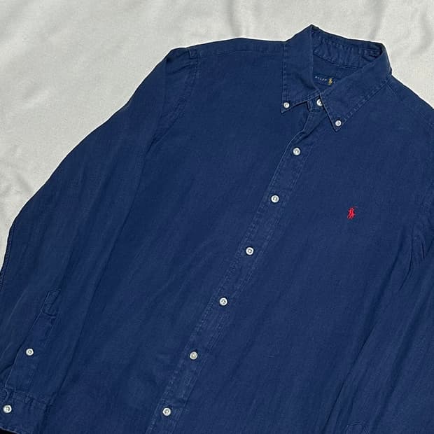 L 폴로랄프로렌 네이비 린넨 셔츠