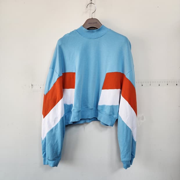 MSGM 블루 컬러 블록 맨투맨