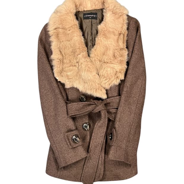 O238 CREATORE 퍼 트리밍 숏 코트 SIZE 66