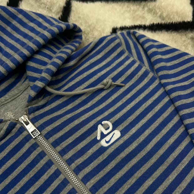 [L]나이키 스트라이프 후드집업/그레이 블루