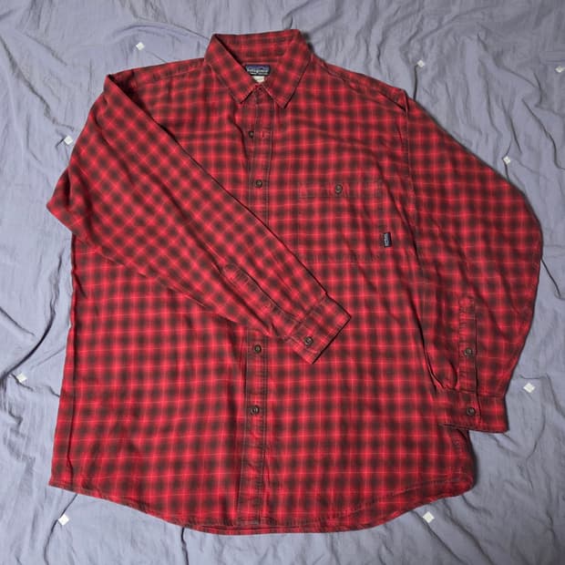 파타고니아 오가닉 코튼 체크 셔츠 레드 L