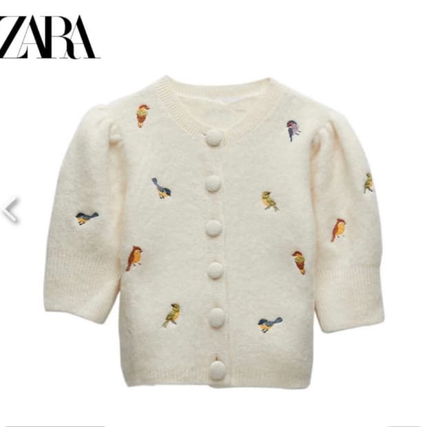 (M) ZARA 자라 버드 자수 가디건