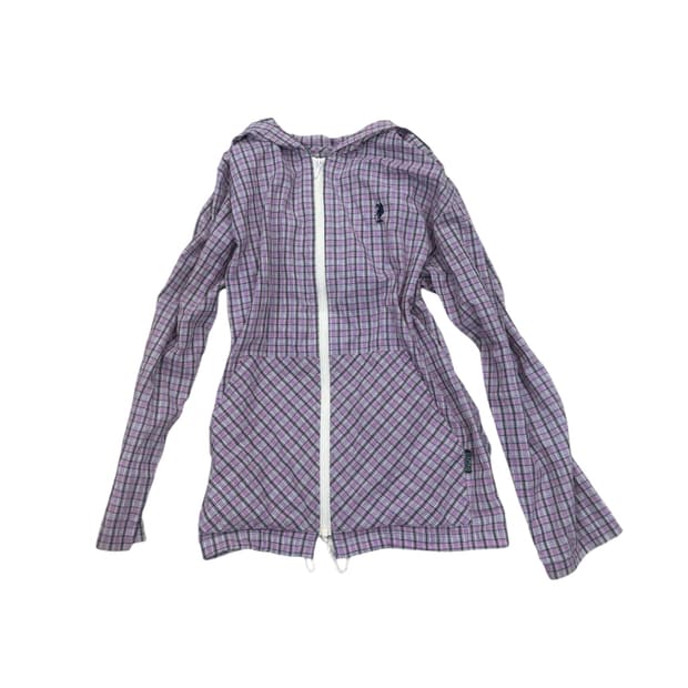 Us polo check hooded zip up
