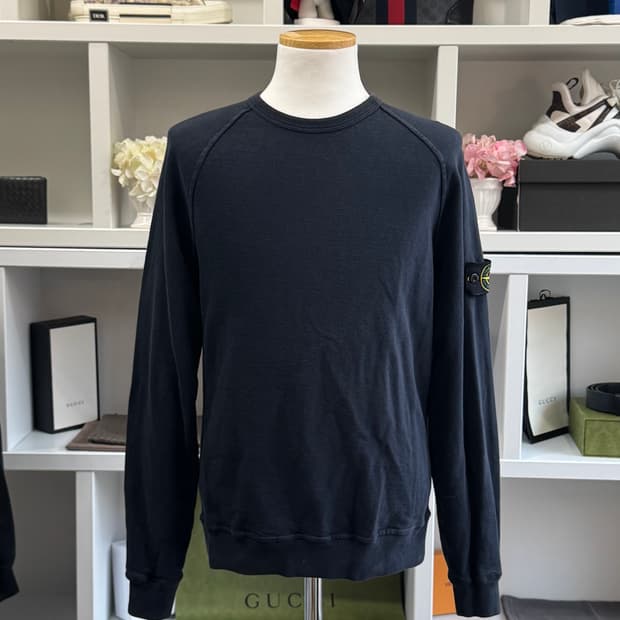 [새상품급,M] 스톤아일랜드 블랙 맨투맨 후드 긴팔 스웻