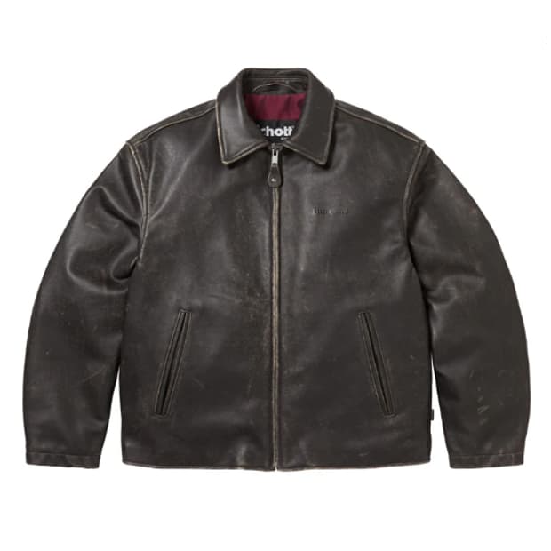 25 FW 슈프림X쇼트 레더 레이서 자켓 블랙 L