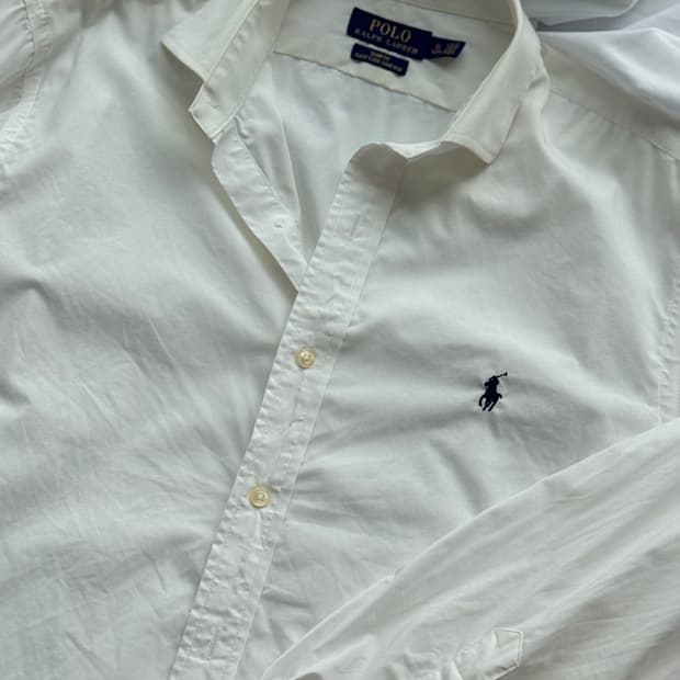 폴로랄프로렌 화이트 슬림핏 이지케어 스트레치 드레스 셔츠