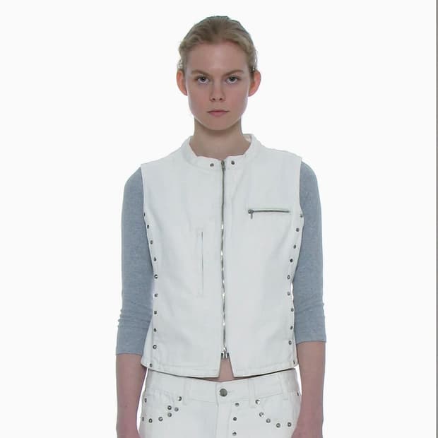 파르티멘토 스터드 집업 데님 화이트