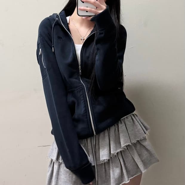 나이키 블랙 후드집업