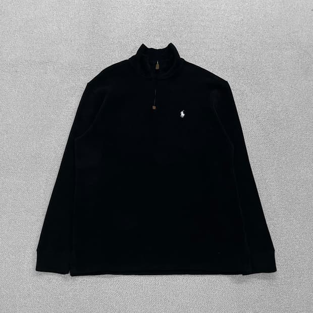 폴로 랄프로렌 포니 로고 코튼 하프집업 니트 블랙
