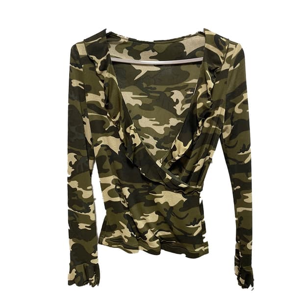 vintage y2k camo slim top