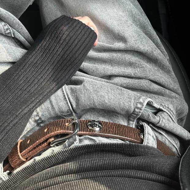 스투시 SS 링크 스터드 벨트 디스트레스드 브라운