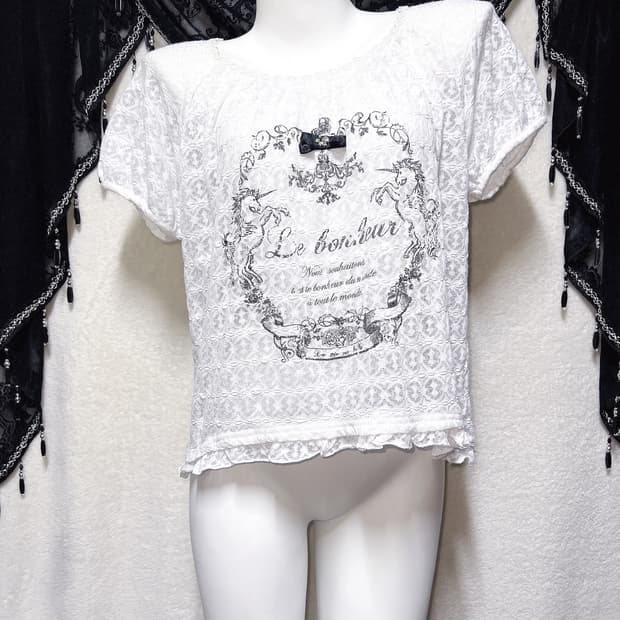 엑시즈팜 로맨틱갸루 고딕 고스로리 베이비돌 프릴레이스 반팔탑 블라우스