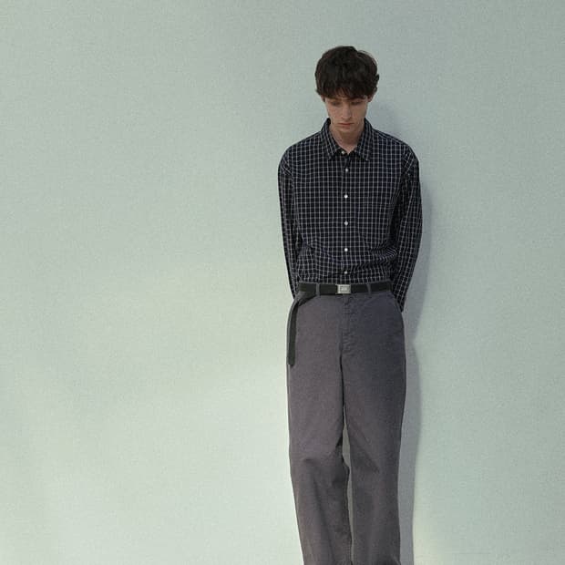 토마스모어 윈도우 체크 셔츠 블라우스 네이비 남녀공용 M사이즈