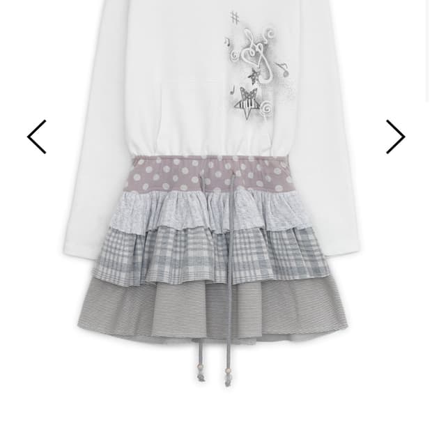 허그유어스킨 캉캉 레이어드 후드 드레스 아이보리 