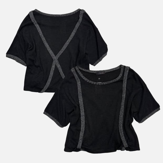suspender detail knit t-shirt